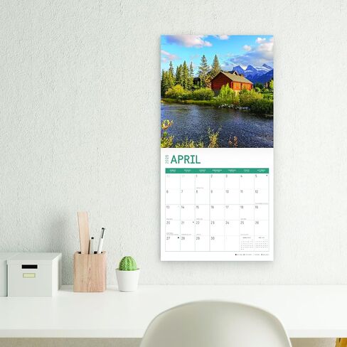 2025 Cabins Monthly Wall Calendar by Bright Day, 12 x 12 Inch Beautiful Landscape Photography Gift in Saudi Arabia