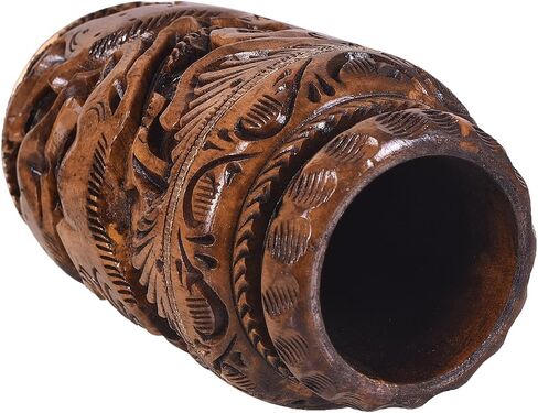 Craft Trade Hand Carved Wood Pen Holder for Desk Organizer for Home School Office Supplies Pencil Cup Pot Storage Box Suitable for Stationery - Natural Wood in Kuwait