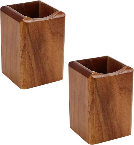 2 Pack Wood Pen Pencil Holder Stand Multi Purpose Natural Wood Pencil Cup Pot Desk Organizer Storage Box (2 Pack Walnut Color) in Saudi Arabia