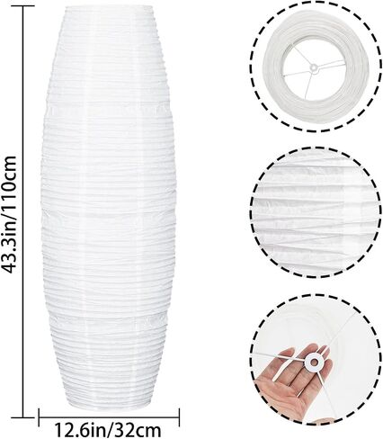 FERCAISH Rice Paper Floor Lamp Shade, Foldable and Minimalist style Paper Lamps Classic Modern Paper Floor Light Bulb Cage Guard for Living Room Bedroom Décor in Saudi Arabia