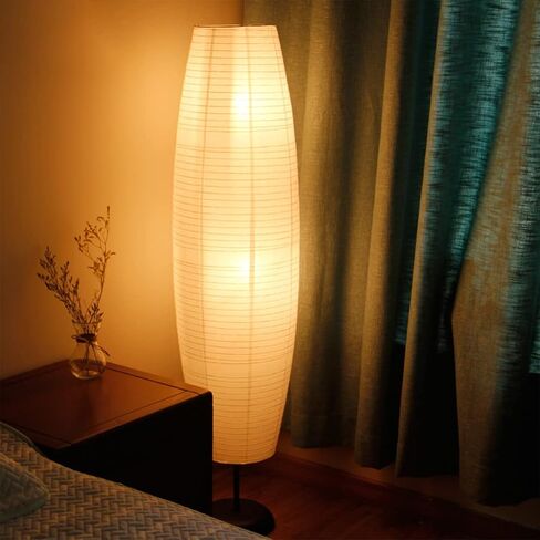 FERCAISH Rice Paper Floor Lamp Shade, Foldable and Minimalist style Paper Lamps Classic Modern Paper Floor Light Bulb Cage Guard for Living Room Bedroom Décor in Saudi Arabia