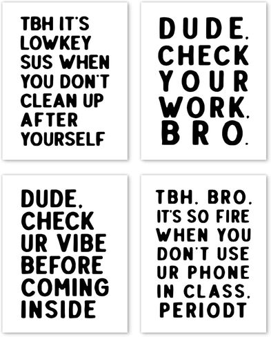 Hxlac Funny High School Classroom Wall Art Prints Set of 4 Unframed - Middle School Classroom Decor, High School Classroom Posters, Funny Classroom Wall Decor for Middle High School(12x16 Inches) in Saudi Arabia