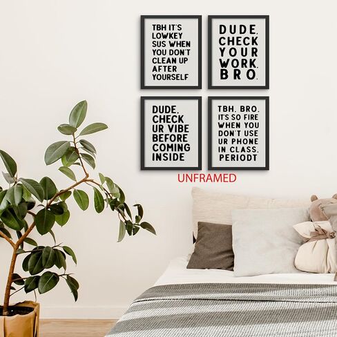 Hxlac Funny High School Classroom Wall Art Prints Set of 4 Unframed - Middle School Classroom Decor, High School Classroom Posters, Funny Classroom Wall Decor for Middle High School(12x16 Inches) in Saudi Arabia