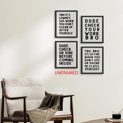 Hxlac Funny High School Classroom Wall Art Prints Set of 4 Unframed - Middle School Classroom Decor, High School Classroom Posters, Funny Classroom Wall Decor for Middle High School(12x16 Inches) in Saudi Arabia