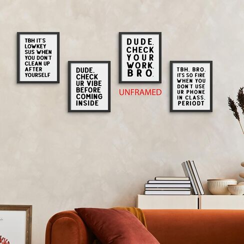 Hxlac Funny High School Classroom Wall Art Prints Set of 4 Unframed - Middle School Classroom Decor, High School Classroom Posters, Funny Classroom Wall Decor for Middle High School(12x16 Inches) in Saudi Arabia