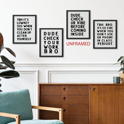 Hxlac Funny High School Classroom Wall Art Prints Set of 4 Unframed - Middle School Classroom Decor, High School Classroom Posters, Funny Classroom Wall Decor for Middle High School(12x16 Inches) in Saudi Arabia