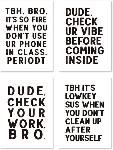 Hxlac Funny High School Classroom Wall Art Prints Set of 4 Unframed - Middle School Classroom Decor, High School Classroom Posters, Funny Classroom Wall Decor for Middle High School(12x16 Inches) in Saudi Arabia