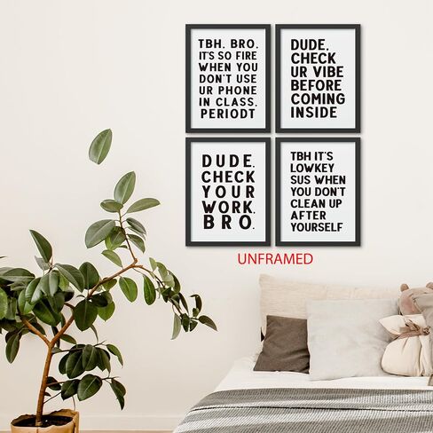 Hxlac Funny High School Classroom Wall Art Prints Set of 4 Unframed - Middle School Classroom Decor, High School Classroom Posters, Funny Classroom Wall Decor for Middle High School(12x16 Inches) in Saudi Arabia