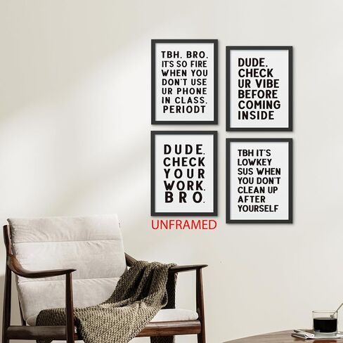 Hxlac Funny High School Classroom Wall Art Prints Set of 4 Unframed - Middle School Classroom Decor, High School Classroom Posters, Funny Classroom Wall Decor for Middle High School(12x16 Inches) in Saudi Arabia