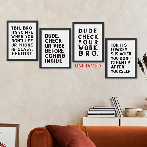 Hxlac Funny High School Classroom Wall Art Prints Set of 4 Unframed - Middle School Classroom Decor, High School Classroom Posters, Funny Classroom Wall Decor for Middle High School(12x16 Inches) in Saudi Arabia