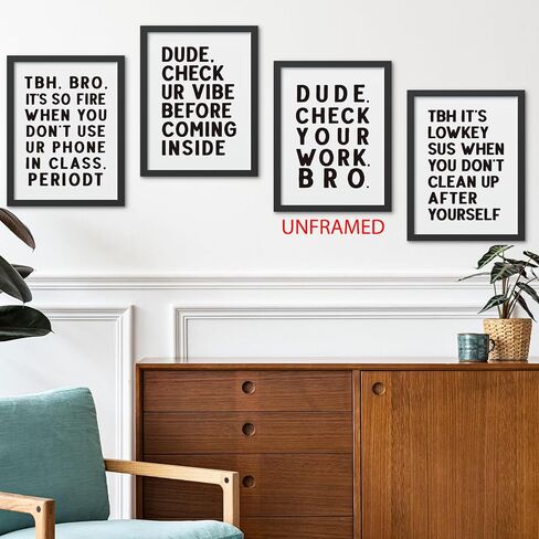 Hxlac Funny High School Classroom Wall Art Prints Set of 4 Unframed - Middle School Classroom Decor, High School Classroom Posters, Funny Classroom Wall Decor for Middle High School(12x16 Inches) in Saudi Arabia