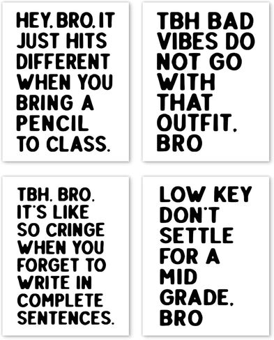 Hxlac Funny High School Classroom Wall Art Prints Set of 4 Unframed - Middle School Classroom Decor, High School Classroom Posters, Funny Classroom Wall Decor for Middle High School(12x16 Inches) in Saudi Arabia