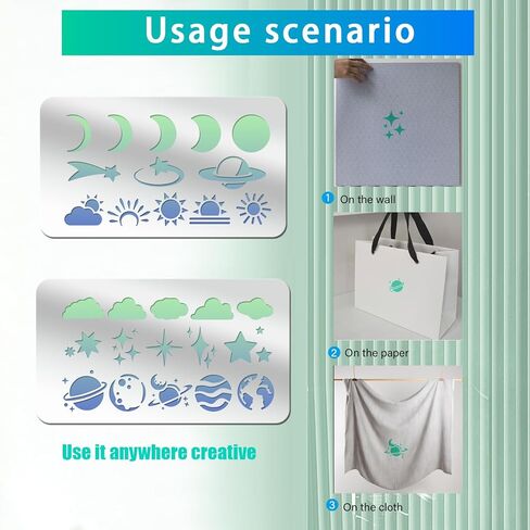 قطعتان من استنسل معدني لتدوين يوميات القمر والنجمة استنسل معدني لحرق الخشب واستنسل نقش الطقس على شكل كوكب استنسل طلاء قابل لإعادة الاستخدام للقماش استنسل معدني فني للرسم مقاس 7 × 4 بوصة in Kuwait