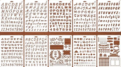 مجموعة من 10 قوالب استنسل رسم أرقام الحروف الأبجدية البلاستيكية لمخطط استنسل مجلة الرصاص/سجل القصاصات/مشاريع الرسم اليدوية DIY، ارتفاع الحروف حوالي 2.54 سم in Kuwait