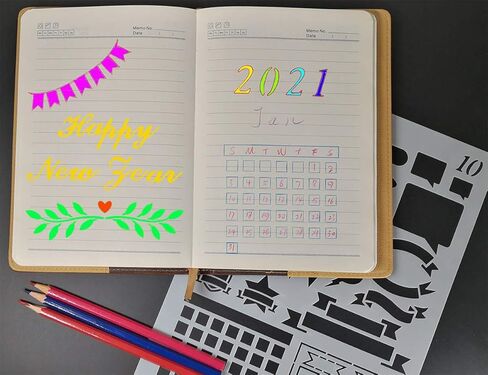 مجموعة من 10 قوالب استنسل رسم أرقام الحروف الأبجدية البلاستيكية لمخطط استنسل مجلة الرصاص/سجل القصاصات/مشاريع الرسم اليدوية DIY، ارتفاع الحروف حوالي 2.54 سم in Kuwait