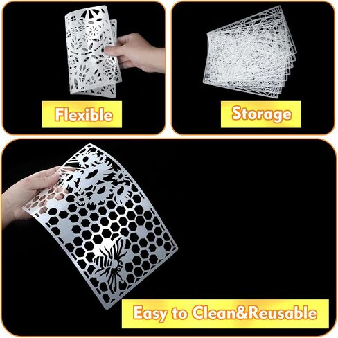 8 PCS Texture Stencils for Painting Reusable Texture Spider Stencils Net 11×8.6''Mixed Layering Stencil Plastic Painting Stencils for Scrapbooking Craft Drawing in Saudi Arabia