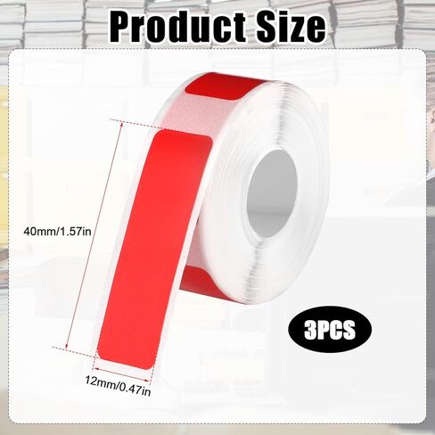 3 Rolls Label Maker Tape for Phomemo D30, 12x40mm Self Adhesive Label Tape Waterproof Thermal Paper Stickers Roll Thermal Labels for Office Home School Supplies (White) in Saudi Arabia