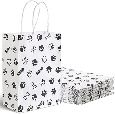 Shindel 16PCS Gift Bags, Animal Paw Prints Gift Bags with Handles Kraft Paper Retail Grocery Bags for Party Supplies Theme Party 5.5 x 2.8 x 7.9 inch in Saudi Arabia