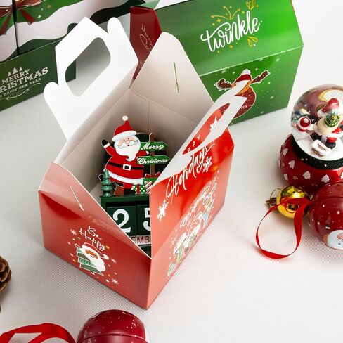 CHARMGIFTBOX 12 Pack Large Cookie Boxes Christmas Paper Gift Boxes, 6x5x4inches 3D Party Favor Boxes, Xmas Small Candy House Style Goodies Treat Bags in Kuwait