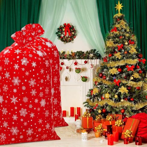 3 Pieces 56 Inch Extra Large Christmas Gift Bag Oversized Holiday Plastic Gift Bags Jumbo Gift Wrapping Bags Storage Bag for Xmas Party Favors Supplies Gift Wrapper Heavy Duty Bag (Snowflake Style) in Saudi Arabia