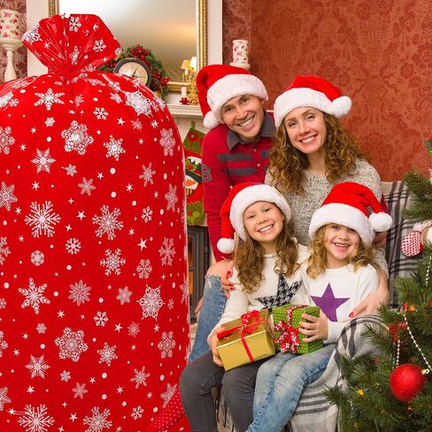 3 Pieces 56 Inch Extra Large Christmas Gift Bag Oversized Holiday Plastic Gift Bags Jumbo Gift Wrapping Bags Storage Bag for Xmas Party Favors Supplies Gift Wrapper Heavy Duty Bag (Snowflake Style) in Saudi Arabia