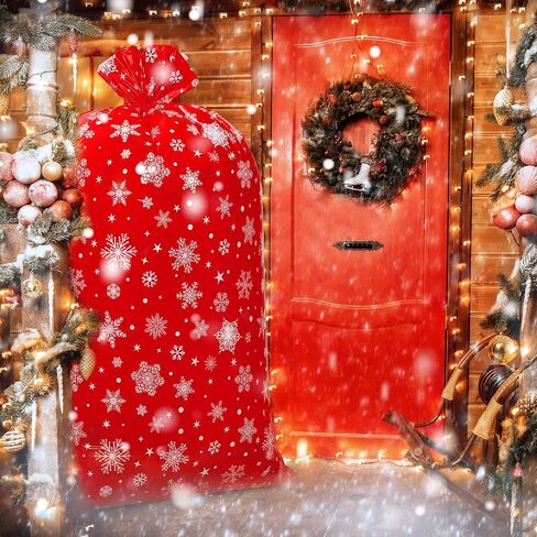3 Pieces 56 Inch Extra Large Christmas Gift Bag Oversized Holiday Plastic Gift Bags Jumbo Gift Wrapping Bags Storage Bag for Xmas Party Favors Supplies Gift Wrapper Heavy Duty Bag (Snowflake Style) in Saudi Arabia
