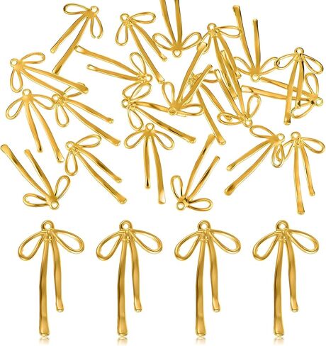 20 Pcs Gold Plated Bowknot Charms, Gold Bowknot Pendants Bow Dangle Earrings Charms Cute Dangle Charms for Necklace Bracelet Earrings Keychain Jewelry Making DIY Crafts in Kuwait