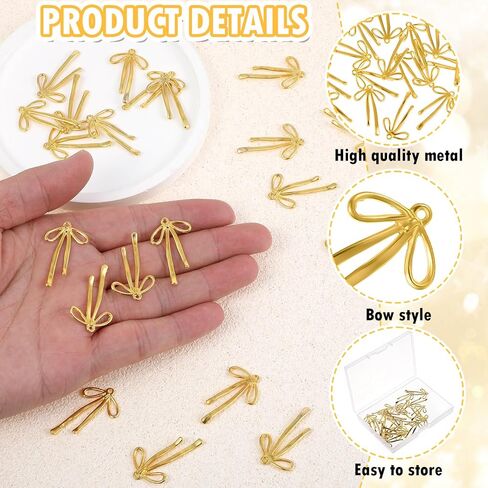20 Pcs Gold Plated Bowknot Charms, Gold Bowknot Pendants Bow Dangle Earrings Charms Cute Dangle Charms for Necklace Bracelet Earrings Keychain Jewelry Making DIY Crafts in Kuwait