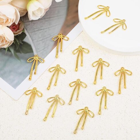 20 Pcs Gold Plated Bowknot Charms, Gold Bowknot Pendants Bow Dangle Earrings Charms Cute Dangle Charms for Necklace Bracelet Earrings Keychain Jewelry Making DIY Crafts in Kuwait