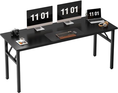 Need Computer Desk Office Desk 62 inches Folding Table with BIFMA Certification Computer Table Dining Table No Install Needed, Black in Saudi Arabia