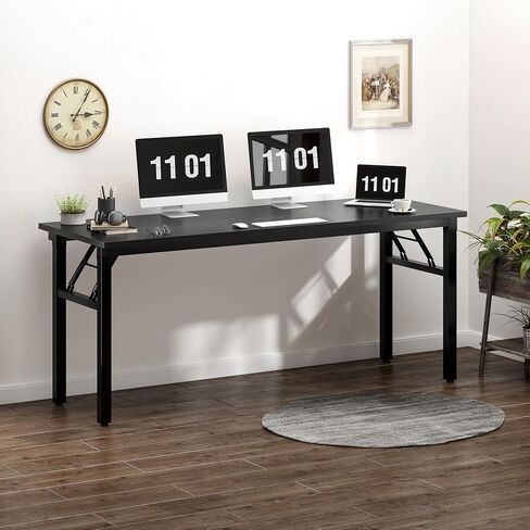 Need Computer Desk Office Desk 62 inches Folding Table with BIFMA Certification Computer Table Dining Table No Install Needed, Black in Saudi Arabia