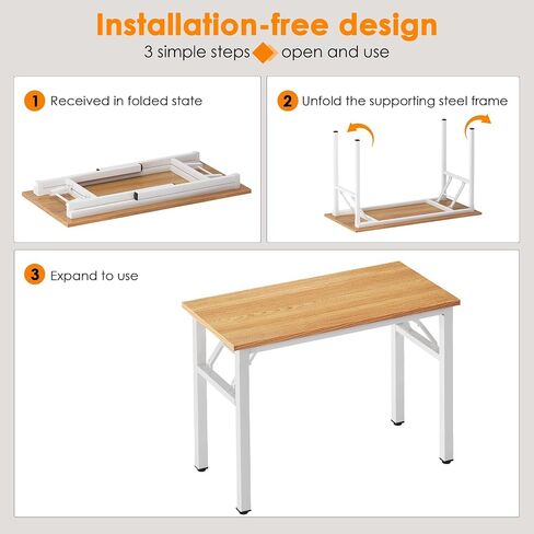 Need Computer Desk Office Desk 62 inches Folding Table with BIFMA Certification Computer Table Dining Table No Install Needed, Black in Saudi Arabia