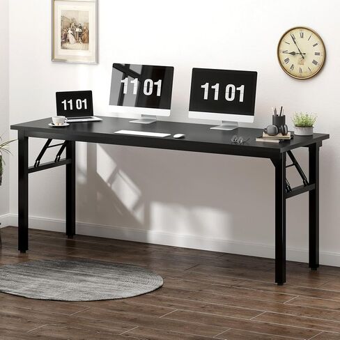 Need Computer Desk Office Desk 62 inches Folding Table with BIFMA Certification Computer Table Dining Table No Install Needed, Black in Saudi Arabia