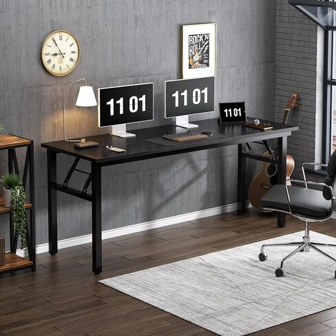 Need Computer Desk Office Desk 62 inches Folding Table with BIFMA Certification Computer Table Dining Table No Install Needed, Black in Saudi Arabia