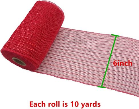 Christmas Metallic Deco Mesh Ribbon for Wreaths, 6 inch 60 Yards Poly Mesh Ribbon for Wrapping Craft in Saudi Arabia