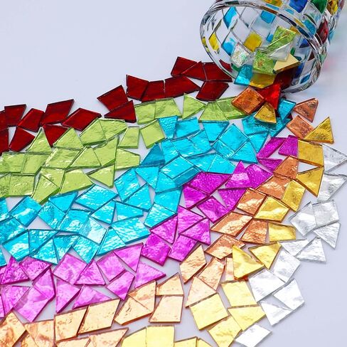 LITMIND 1.1LB Gold Irregular Glass Mosaic Tiles for Crafts, Hand-Cut Mosaic Glass Pieces with Backing - Ideal for Mosaic Puzzles and Artwork Projects in Kuwait