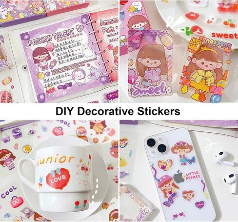 100 Sheets Cute Stickers for Kids Girls Kawaii Cartoon Stickers Waterproof Animal Stickers Funny DIY Decorative Adhesive Sticker for Crafts Scrapbook (Set-1) in Saudi Arabia