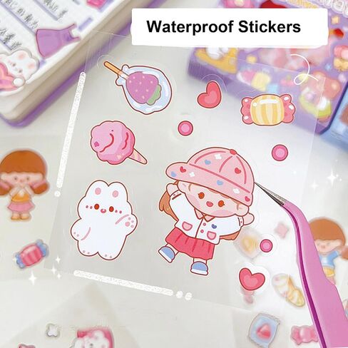 100 Sheets Cute Stickers for Kids Girls Kawaii Cartoon Stickers Waterproof Animal Stickers Funny DIY Decorative Adhesive Sticker for Crafts Scrapbook (Set-1) in Saudi Arabia