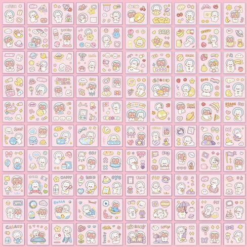 100 Sheets Cute Stickers for Kids Girls Kawaii Cartoon Stickers Waterproof Animal Stickers Funny DIY Decorative Adhesive Sticker for Crafts Scrapbook (Set-1) in Saudi Arabia