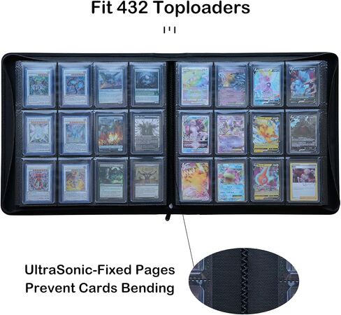 Rayvol 12-Pocket Toploader Binder, Holds 432 Toploaders 12 Pocket Top Loader Card Storage Case, 400 + Ringless Double-Sided Pockets for Cards in 3 x 4'' Toploaders -Forest Green in Saudi Arabia