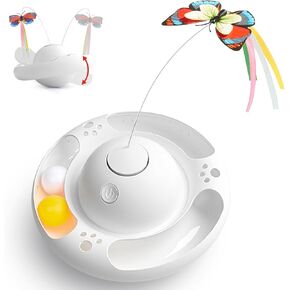 Potaroma Cat Toys Tumbler Smart Interactive Electronic Kitten Toy, Fluttering Butterfly, Bell Track Balls, Indoor Exercise Cat Kicker 3 AA Batteries Required (Light Blue)