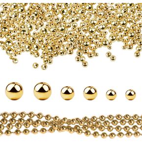 1000 Pieces Round Ball Spacer Beads Smooth Loose Seamless Gold Ball Beads for Bracelet Earring Necklace Jewelry DIY Craft Making, 4 mm, 6 mm, 8 mm