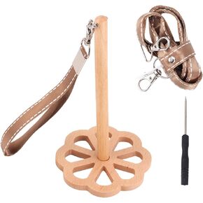 Wrist Yarn Holder, Wooden Yarn Holder Portable Yarn Ball Dispenser Minder Stand for Crocheting Crochet Yarn Holder with Wrist Strap Yarn Organizer Storage Holder Spinner for Craft Lovers