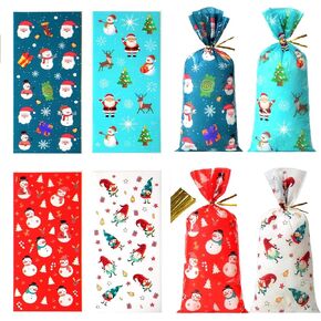 Phileina Christmas Treat Bags （5.0“x10.8"） 50pcs Cellophane Candy Bags with Twist Ties, Xmas Poinsettia Goodie Bags for Cookie, Snack Party Favor Gift Wrapping