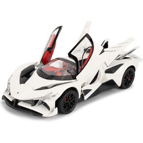 1/24 Apollo evo Alloy Model Car, Toy Car with Pull Back Function, Toy Car with Sound and Bright Lights, Suitable Collectible Model Toys, Gifts for Boys and Girls (White)