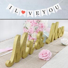 Mr and Mrs Signs Wedding Table Decorations, Wooden Freestanding Letters for Photo Props, Rustic Wedding Decoration, Anniversary Wedding Shower Gift (Black) in Kuwait