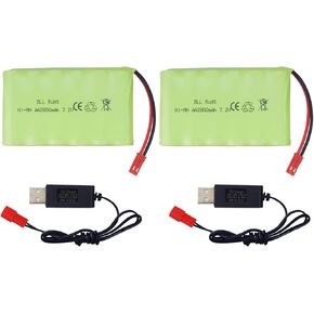 sea jump 2PCS 7.2V 2800mah AA Rechargeable Ni-MH Battery with JST-2P Plug and USB Charging Cable for New Cersion TR-211 TR-212 TR-215 550 RC Excavator, Truck, Engineering Cehicle TR-211 RC Toy