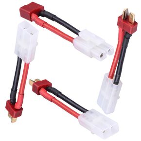 4pcs Compatible with Tamiya Connector to Deans T Plugs Adapter Male Female w/14AWG Gauge Silicone Cable Wire for RC Lipo Battery Charger ESC
