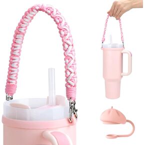 Water Bottle Handle Strap, Water Bottle Sling, Carrier, Holder, Adjustable Silicone Loop Compatible Quencher H2.0 Cup 30/40oz Tumbler with Handle Accessories