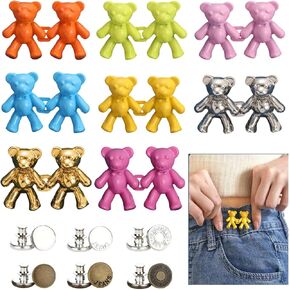 Jeans Waist Tightener 8set with Button pins 6set No Sew Pearl Flower Adjustable Jeans Button Pins Jean Buttons for Loose Jeans Buckles Pants Button Tightener Snap Fastener Clips